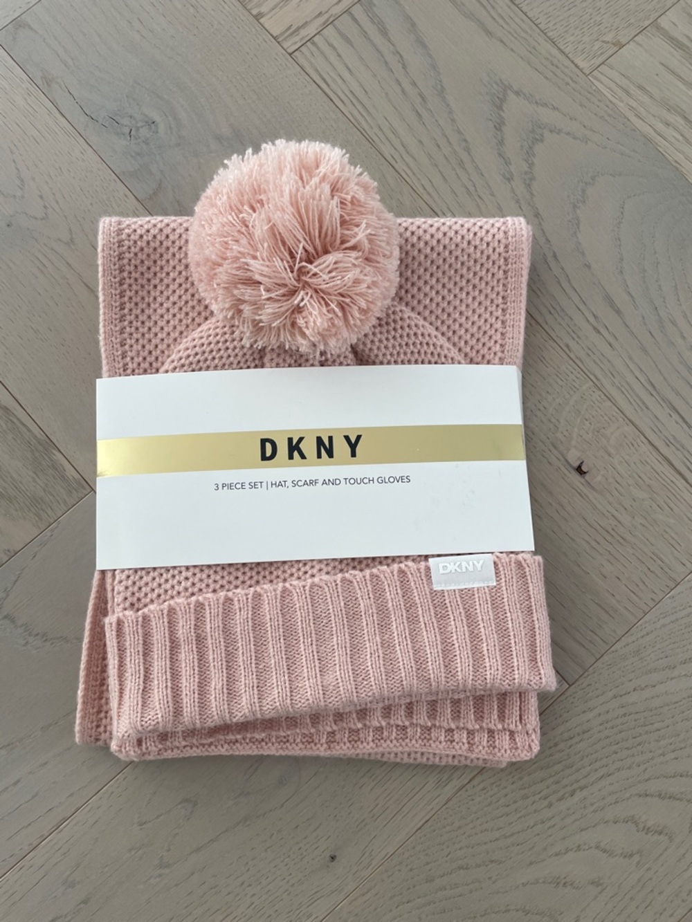 DKNY Blush Pink Pom Pom Hat and Scarf ONLY.